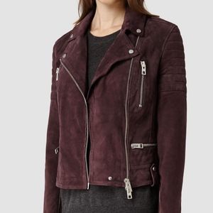 Women's Purple Huxley Suede Biker Jacket - Size 8